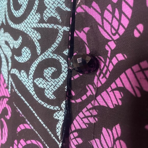 Maggie Barnes Womens 2X 22/24W Colorful Sheer Button-Up Tunic Top Black Base Wit - Picture 5 of 11